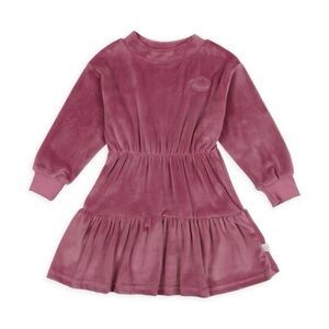 NWT POUF Girl's Velour Long-sleeve Dress, Mauve